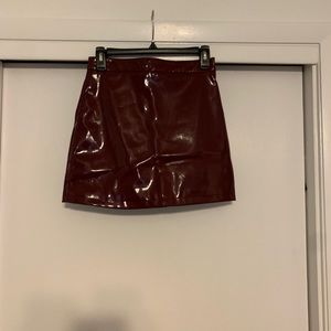 Burgundy pleather skirt